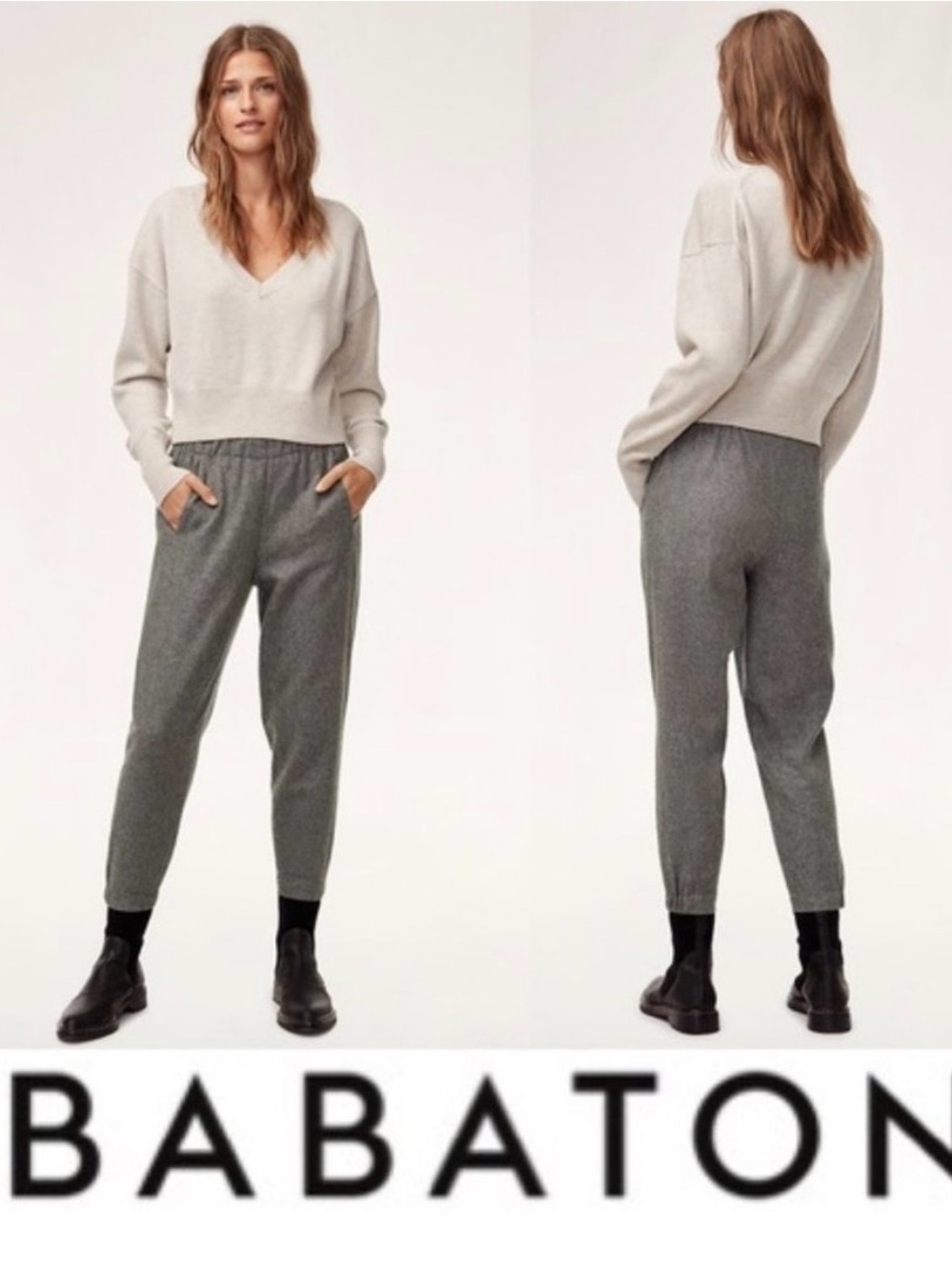 Aritzia Babaton Dexter Wool Pants Grey Tailored Trouser Small Work Pant